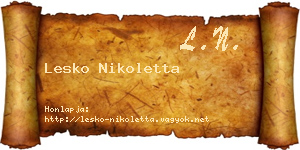 Lesko Nikoletta névjegykártya